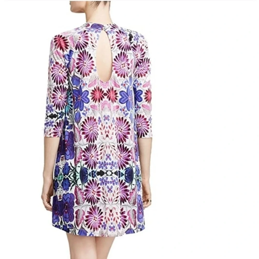 Free People Floral Midi Dress Womens S Purple‎ Kaleidoscopic Boho Keyhole Back